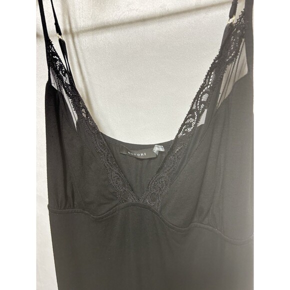 Natori Womens Large Black Spaghetti Strap Knee‎ Length Soft Viscose Night Gown - Picture 7 of 10
